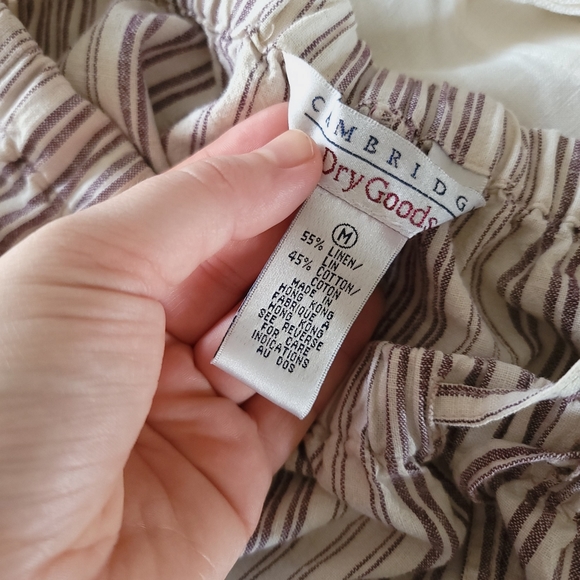 Vintage Linen and Cotton Neutral Striped Pants - Picture 4 of 11